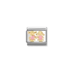 Nomination – Composable Classic SYMBOLS steel, enamel and 18k gold (91_PINK Sisters)