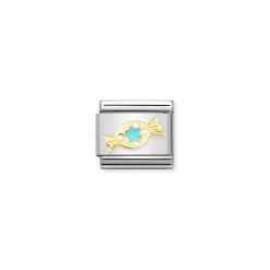 Nomination – Composable Classic SYMBOLS steel, enamel and 18k gold Turquoise green Sweet