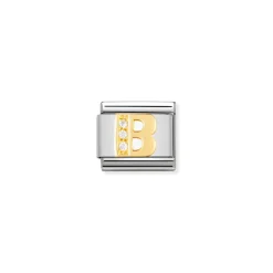 Nomination – COMPOSABLE Classic LETTERS in stainless steel with 18k gold and Cubic Zirconia (02_B)