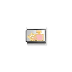 Nomination – Composable Classic SYMBOLS steel, enamel and 18k gold (93_Perfume with flower PINK WHITE)