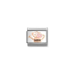 Nomination – Composable Classic SYMBOLS steel, enamel and 9k rose gold (19_Watering can with flowers)