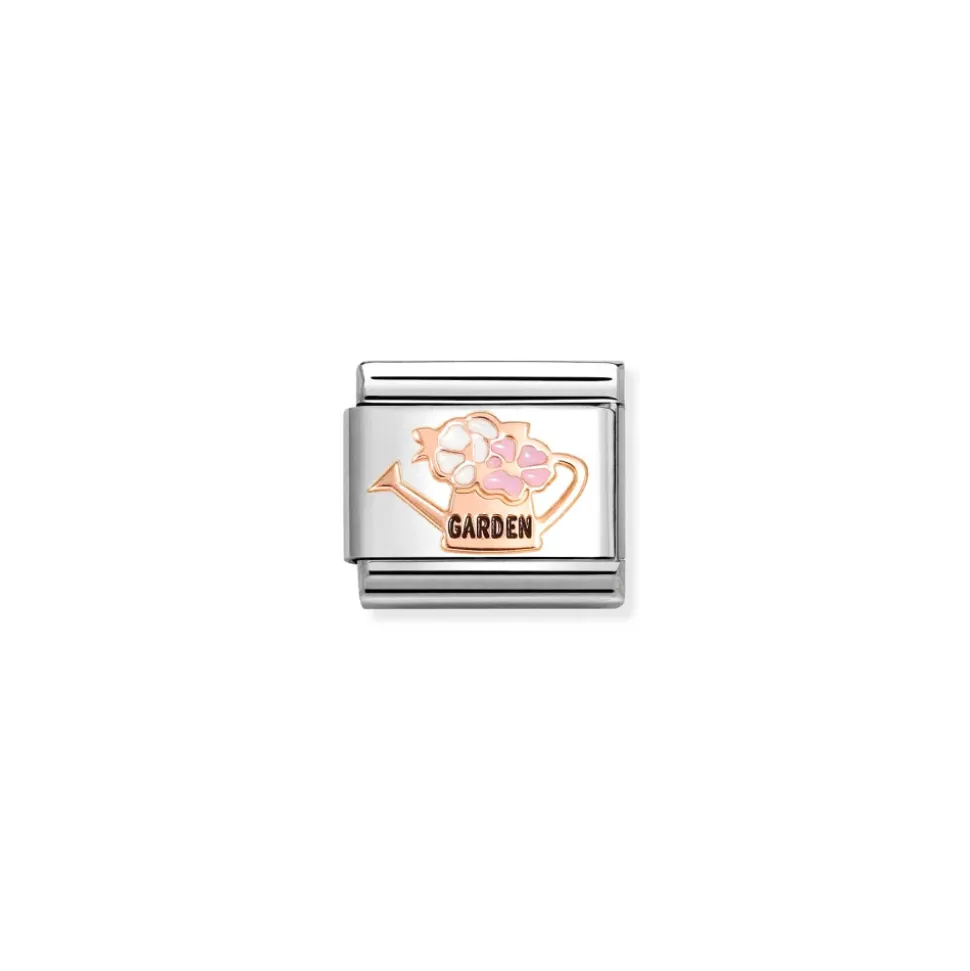 Nomination – Composable Classic SYMBOLS steel, enamel and 9k rose gold (19_Watering can with flowers)