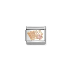 Nomination – COMPOSABLE CLASSIC SYMBOLS STEEL, ENAMEL AND 9K ROSE GOLD (23_READING BOOK WITH FLOWERS)