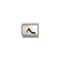 Nomination – Composable Classic SYMBOLS steel, enamel and 18k gold (95_Shoe with flower BLACK)