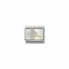 Nomination – Composable Classic GLITTER SYMBOLS in steel, enamel and 18k gold SILVER four-leaf clover