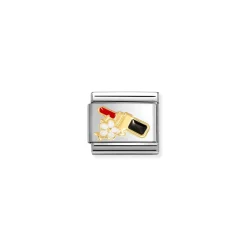 Nomination – Composable Classic SYMBOLS steel, enamel and 18k gold (96_Lipstick RED with flower)