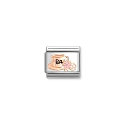 Nomination – Composable Classic SYMBOLS steel, enamel and 9k rose gold (27_Tea cup with flowers)