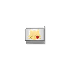 Nomination – Composable Classic SYMBOLS steel, enamel and 18k gold Cat kiss