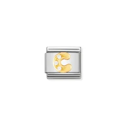 Nomination – COMPOSABLE Classic LETTERS in stainless steel with 18k gold and Cubic Zirconia (03_C)