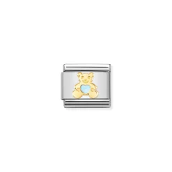 Nomination – Composable Classic SYMBOLS steel, enamel and 18k gold Light Blue Bear