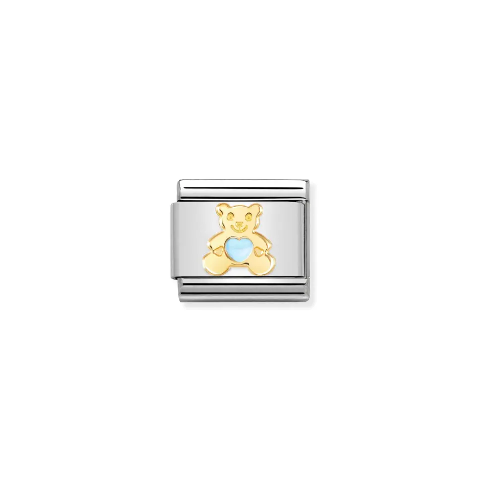 Nomination – Composable Classic SYMBOLS steel, enamel and 18k gold Light Blue Bear