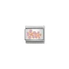 Nomination – Composable Classic SYMBOLS steel, enamel and 9k rose gold Peach flowers