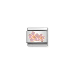 Nomination – Composable Classic SYMBOLS steel, enamel and 9k rose gold Peach flowers