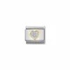 Nomination – Composable Classic GLITTER SYMBOLS in steel, enamel and 18k gold SILVER heart