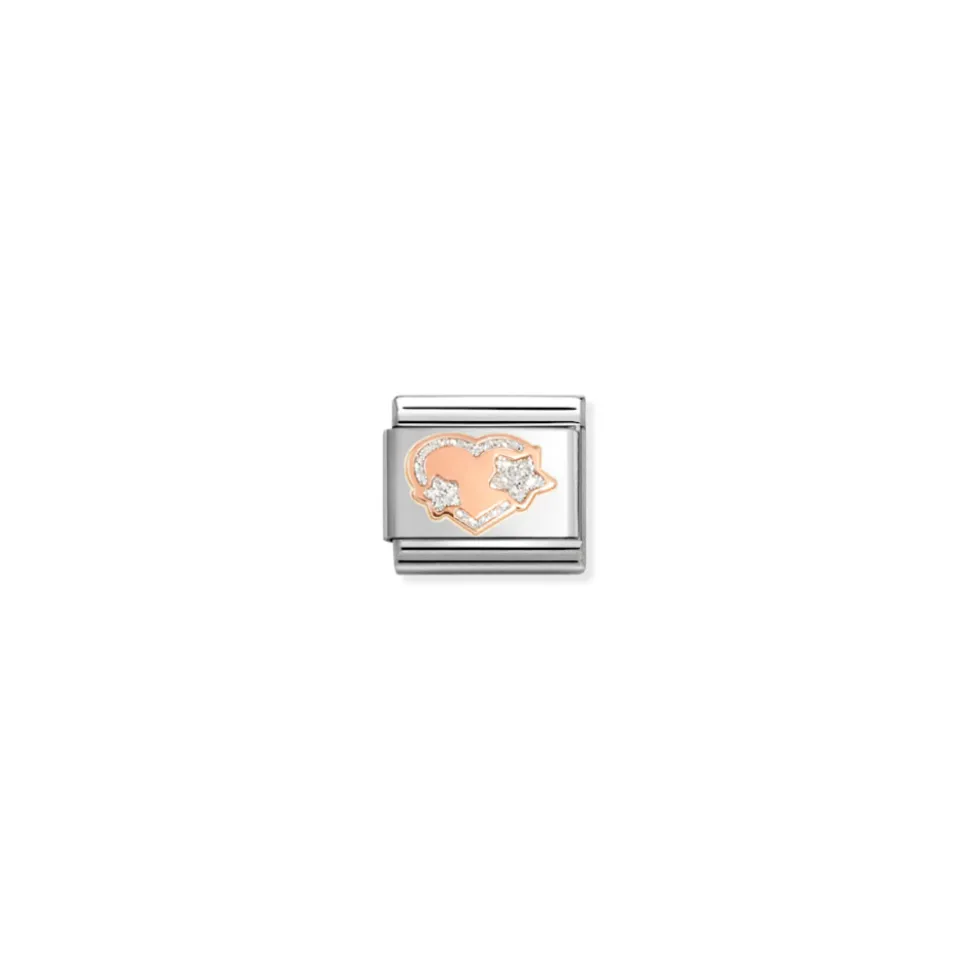 Nomination – Composable Classic SYMBOLS steel, enamel and 9k rose gold (42_Silver glitter star heart)