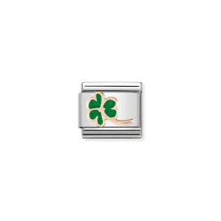 Nomination – Composable Classic SYMBOLS steel, enamel and 9k rose gold Clover