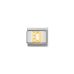 Nomination – COMPOSABLE Classic LETTERS in stainless steel with 18k gold and Cubic Zirconia (04_D)