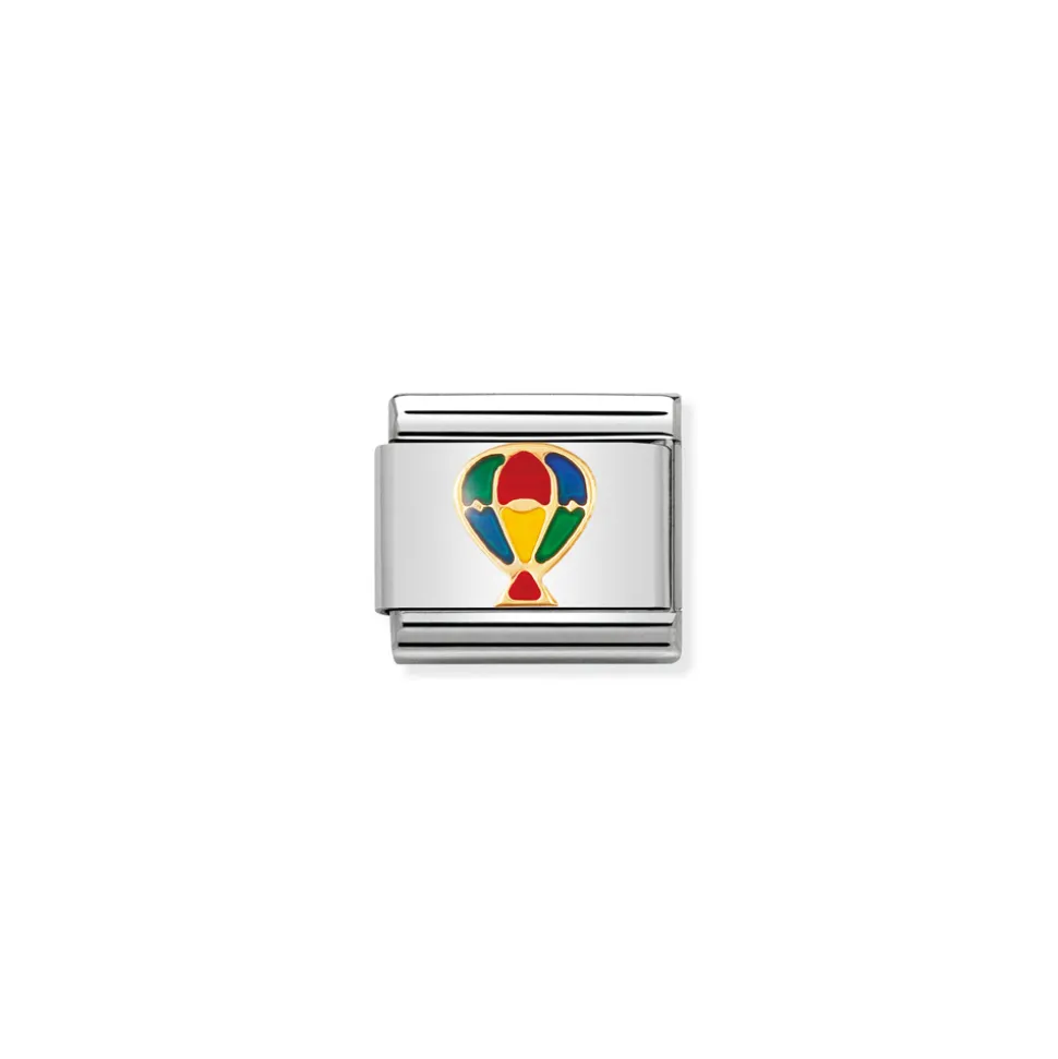 Nomination – COMPOSABLE Classic TECH in stainless steel with enamel and 18k gold Hot-air balloon