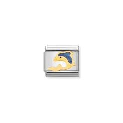 Nomination – COMPOSABLE Classic WATER ANIMALS in stainless steel with enamel and 18k gold Dolphin