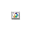 Nomination – Composable CL SYMBOLS steel, Cz and 925 sterling silver RICH RAINBOW flower