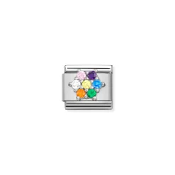 Nomination – Composable CL SYMBOLS steel, Cz and 925 sterling silver RICH RAINBOW flower