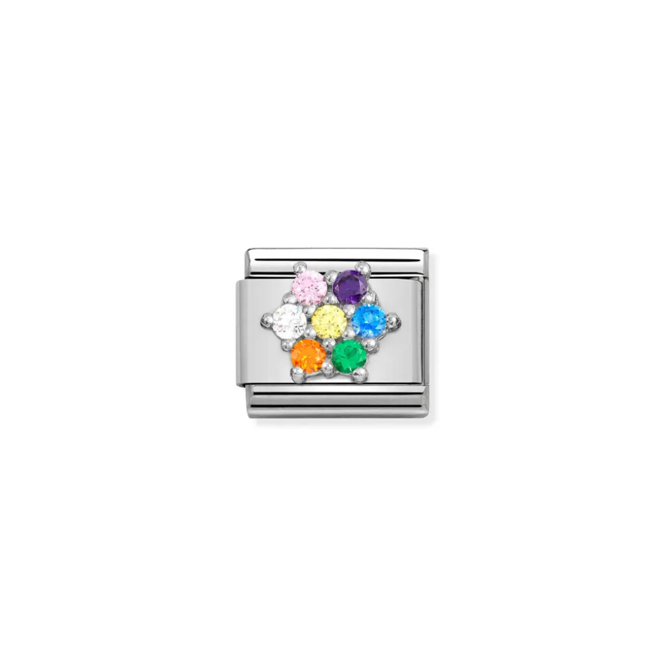 Nomination – Composable CL SYMBOLS steel, Cz and 925 sterling silver RICH RAINBOW flower