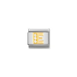 Nomination – COMPOSABLE Classic LETTERS in stainless steel with 18k gold and Cubic Zirconia (05_E)