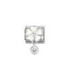 Nomination – Composable Classic CHARMS steel, 925 sterling silver, enamel and cz (06_White flower with round)