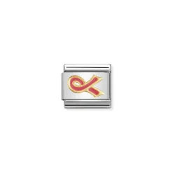 Nomination – COMPOSABLE Classic DAILY LIFE in stainless steel with enamel and 18k gold Pink ribbon (cancer)