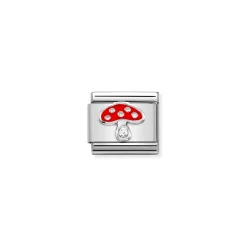 Nomination – Composable CL SIMBOLS stainless steel, enamel, 1 Cub. Zirc and 925 sterling silver Mushroom