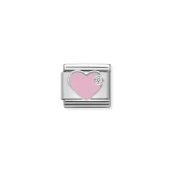 Nomination – Composable CL SIMBOLS stainless steel, enamel, 1 Cub. Zirc and 925 sterling silver PINK heart
