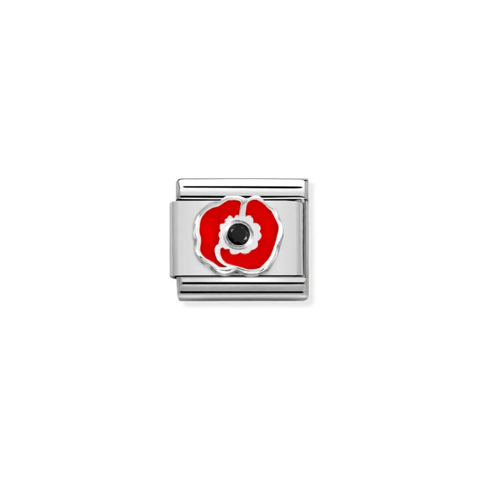 Nomination – Composable CL SIMBOLS stainless steel, enamel, 1 Cub. Zirc and 925 sterling silver Poppy