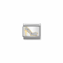 Nomination – Composable Classic GLITTER SYMBOLS in steel, enamel and 18k gold SILVER shoe