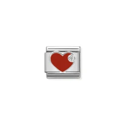 Nomination – Composable CL SIMBOLS stainless steel, enamel, 1 Cub. Zirc and 925 sterling silver RED heart