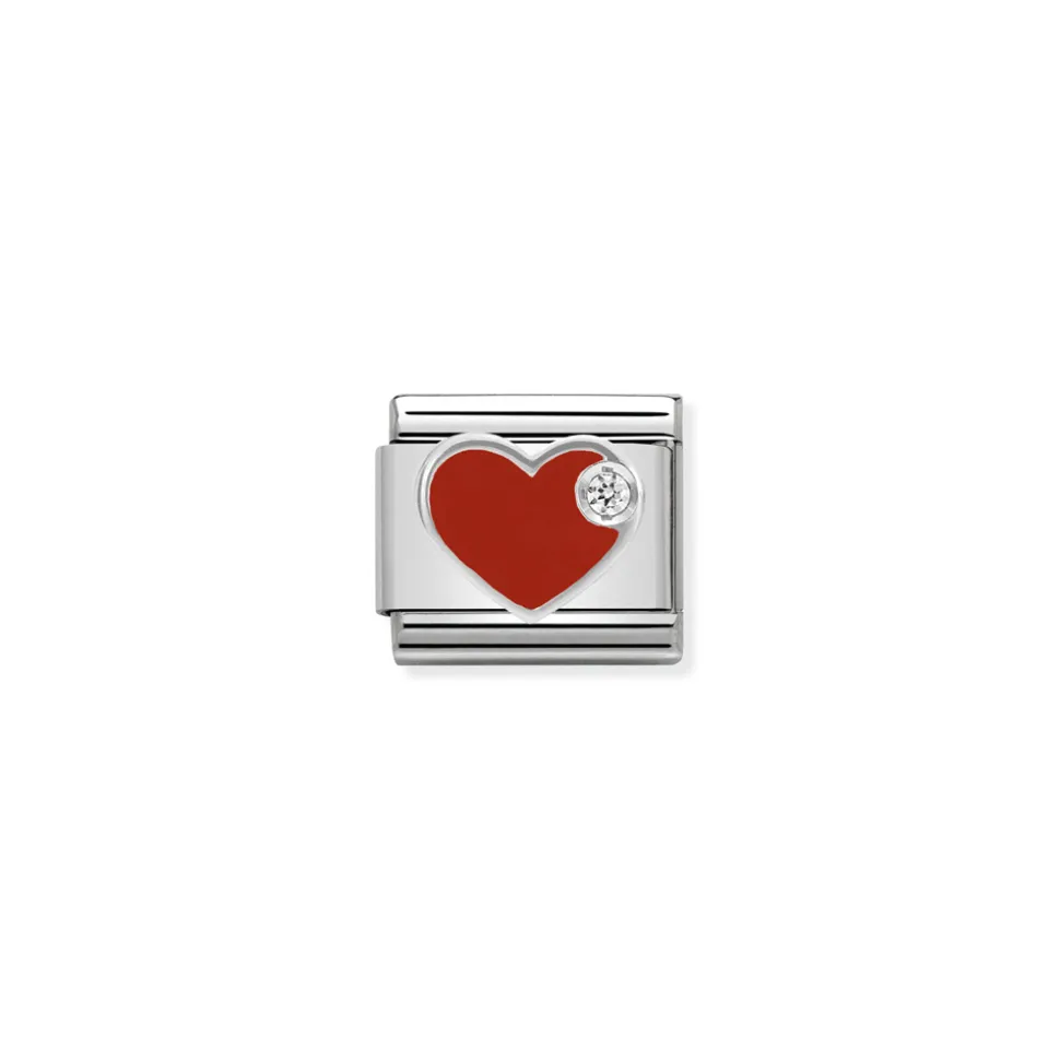 Nomination – Composable CL SIMBOLS stainless steel, enamel, 1 Cub. Zirc and 925 sterling silver RED heart