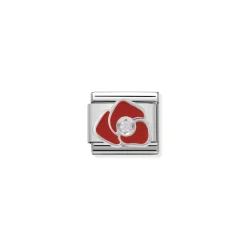 Nomination – Composable CL SIMBOLS stainless steel, enamel, 1 Cub. Zirc and 925 sterling silver RED rose