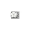 Nomination – Composable CL SYMBOLS OX, in steel, enamel, cz and 925 sterling silver (01_WHITE flower with flowers)
