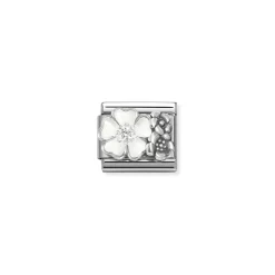 Nomination – Composable CL SYMBOLS OX, in steel, enamel, cz and 925 sterling silver (01_WHITE flower with flowers)