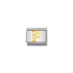 Nomination – COMPOSABLE Classic LETTERS in stainless steel with 18k gold and Cubic Zirconia (06_F)