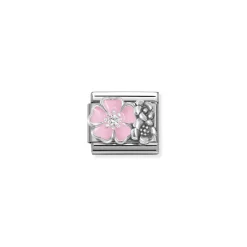 Nomination – Composable CL SYMBOLS OX, in steel, enamel, cz and 925 sterling silver (02_ROSE flower with flowers)