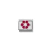 Nomination – Composable CL SYMBOLS steel, Cz and 925 sterling silver RICH RED and WHITE flower