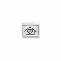 Nomination – Composable CL symbols stainless steel , 925 sterling silver, and Cubic zirconia Home with heart