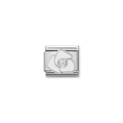 Nomination – Composable CL SIMBOLS stainless steel, enamel, 1 Cub. Zirc and 925 sterling silver WHITE rose