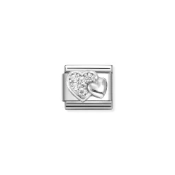 Nomination – Composable CL SYMBOLS steel , Cubic zirconia and 925 sterling silver (47_Raised hearts and WHITE cz)