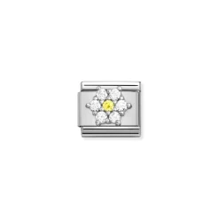 Nomination – Composable CL SYMBOLS steel, Cz and 925 sterling silver RICH WHITE and YELLOW flower