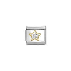 Nomination – Composable Classic GLITTER SYMBOLS in steel, enamel and 18k gold SILVER star