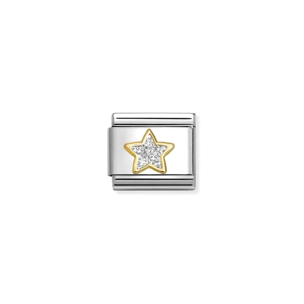 Nomination – Composable Classic GLITTER SYMBOLS in steel, enamel and 18k gold SILVER star