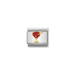Nomination – COMPOSABLE Clasic FUN in stainless steel with enamel and 18k gold Red cocktail glass