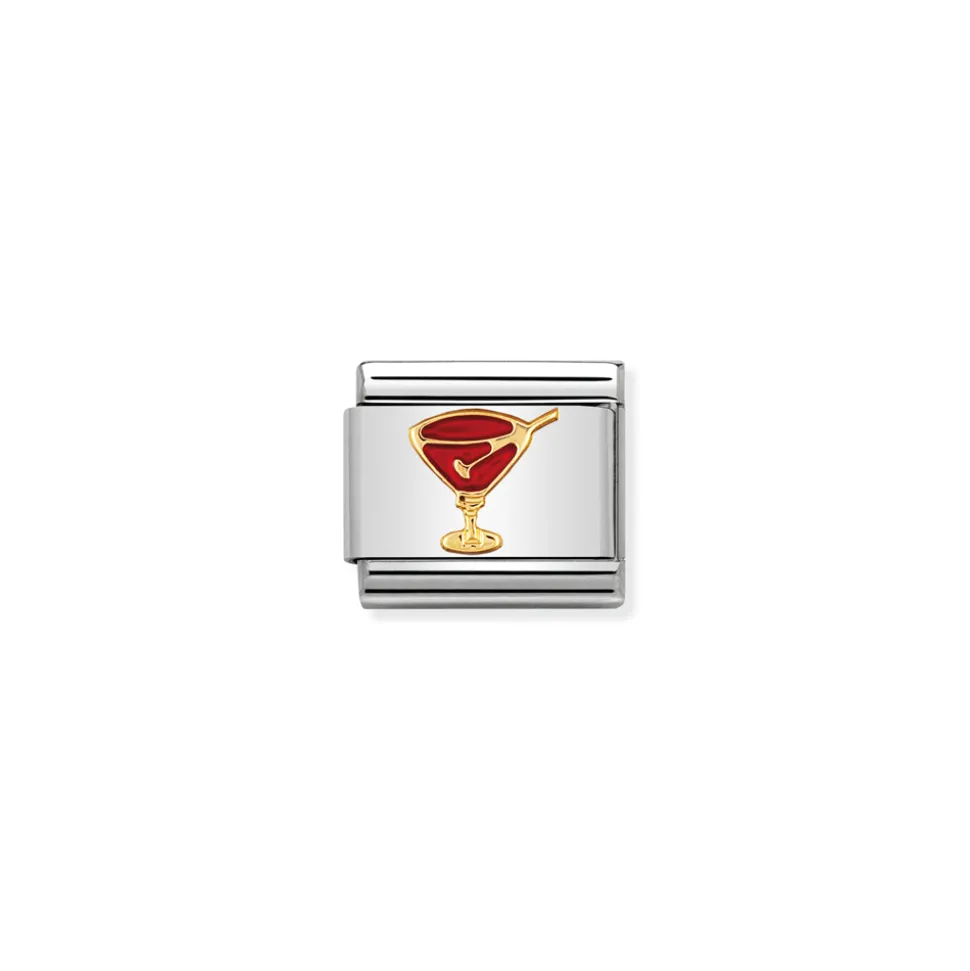 Nomination – COMPOSABLE Clasic FUN in stainless steel with enamel and 18k gold Red cocktail glass