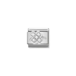 Nomination – Composable CL SYMBOLS steel , Cubic zirconia and 925 sterling silver Clover